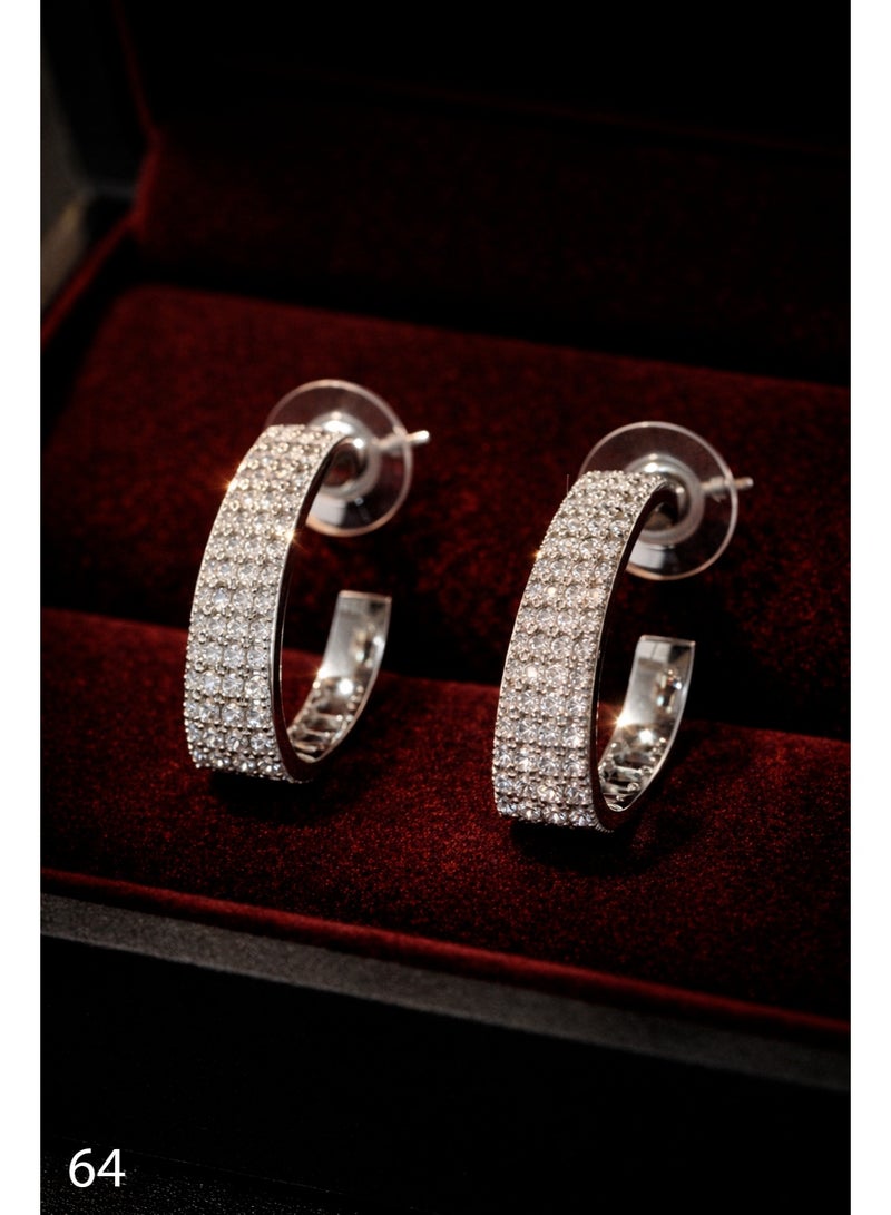 ثري دايموندز حلق مطلي روديوم بفصوص زركون – لون فضي - Image 1